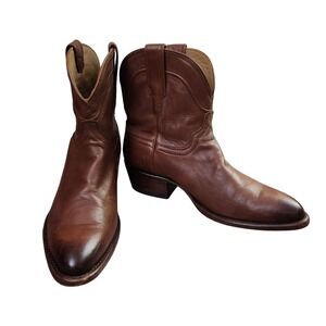 Tecovas The Penny Bourbon Calf Leather Western Ankle Boots Womens 9B Round Toe